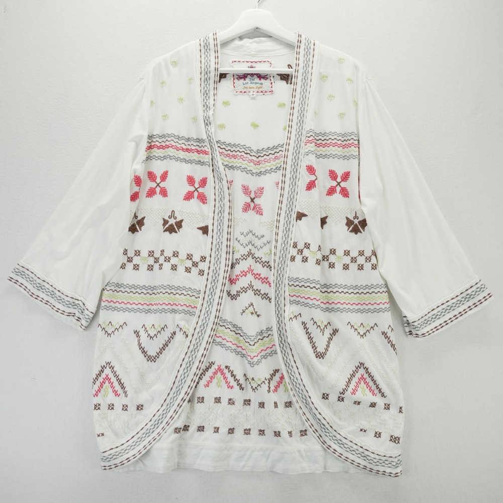 JW Los Angeles Johnny Was Embroidered Open Front Kimono Southwestern S Boho